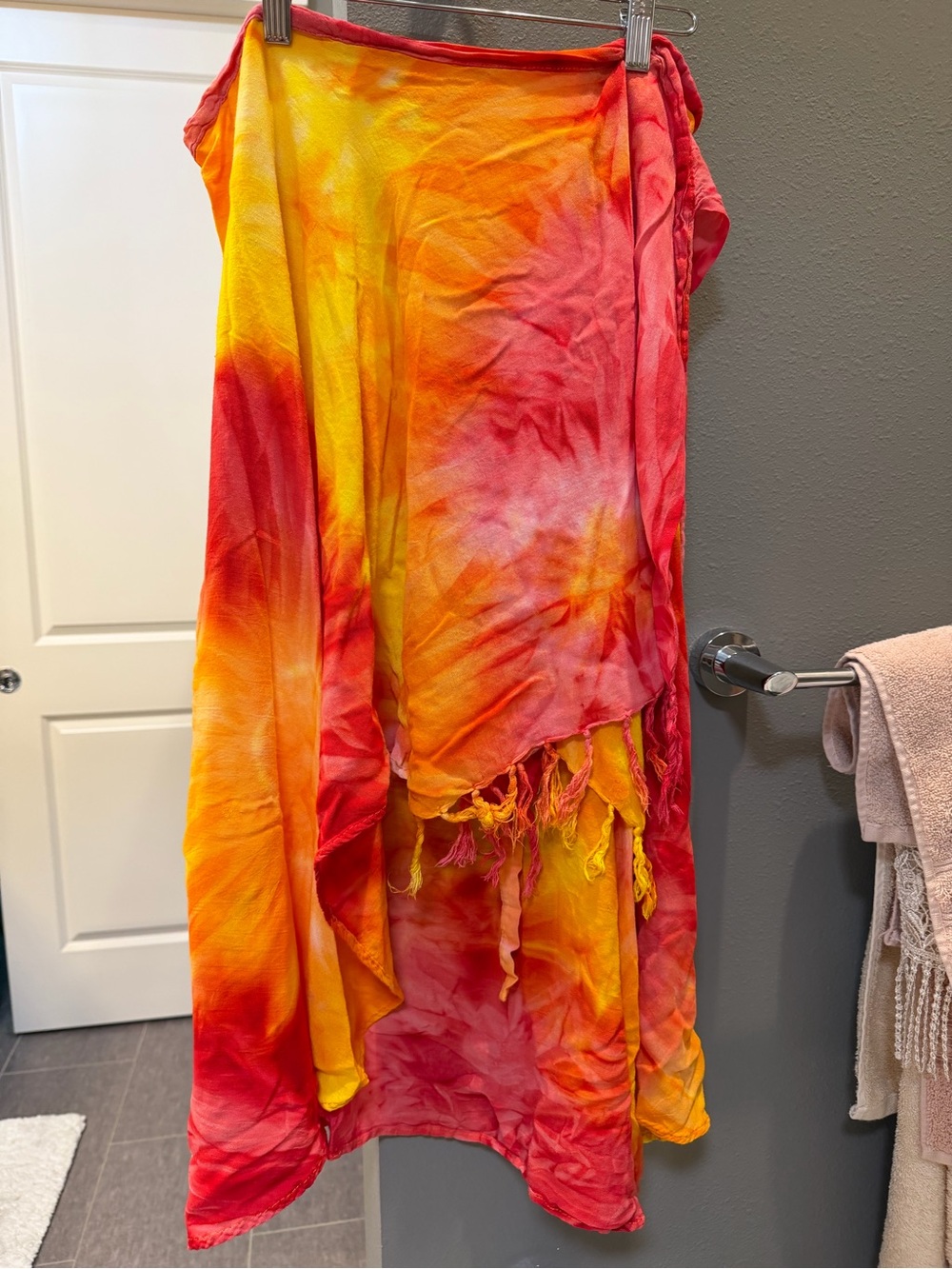 Sunset Tie-Dye Asymmetrical Wrap Skirt in Yellow & Red